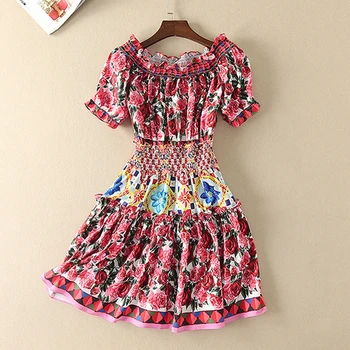 HIGH QUALITY Newest Fashion 2020 Designer Runway Dress Women's Short Sleeve Slash Neck Off The Shoulder Vintage Floral Dress
HIGH QUALITY Newest Fashion 2020 Designer Runway Dress Women's Short Sleeve Slash Neck Off The Shoulder Vintage Floral Dress