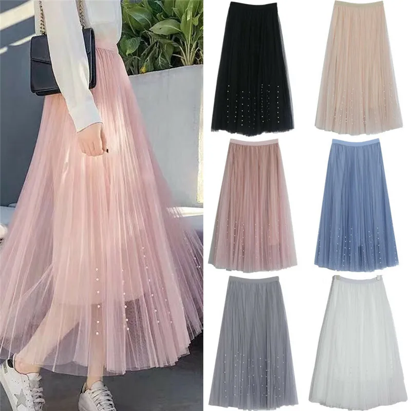 2019 New Fashion Women Summer Pearl Pleated Skirts Sexy Sheer Loose Tutu Gown Maxi Skirts Lady Girl Chic Solid Tulle Party Skirt
2019 New Fashion Women Summer Pearl Pleated Skirts Sexy Sheer Loose Tutu Gown Maxi Skirts Lady Girl Chic Solid Tulle Party Skirt