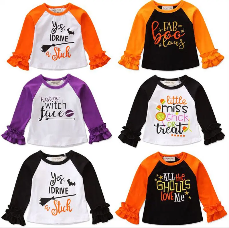 2018 New Halloween Toddler Kids Baby Girl Clothes Long Sleeve Letter Print Cotton T-shirt Tee Tops Clothes 6 Styles
2018 New Halloween Toddler Kids Baby Girl Clothes Long Sleeve Letter Print Cotton T-shirt Tee Tops Clothes 6 Styles