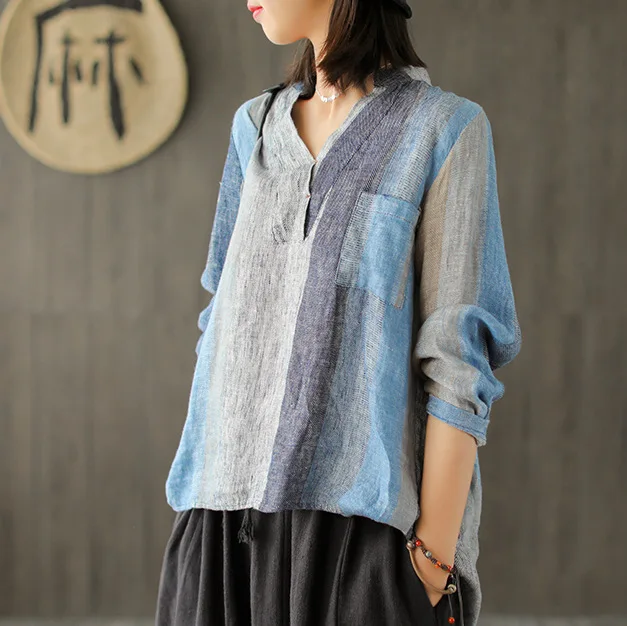 Cotton Striped Long Sleeve Women Blouses And Shirts Linen 2019 Spring Autumn V-neck Leisure Female Loose Shirt YoYiKamomo
Cotton Striped Long Sleeve Women Blouses And Shirts Linen 2019 Spring Autumn V-neck Leisure Female Loose Shirt YoYiKamomo