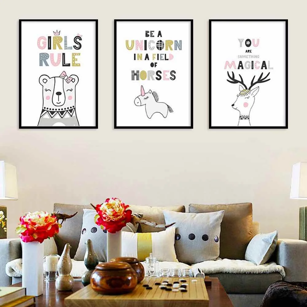 HAOCHU Bear Unicorn Cartoon For Living Room Home Decor Painting Print Poster Simple Nordic Wall Picture Canvas Painting
HAOCHU Bear Unicorn Cartoon For Living Room Home Decor Painting Print Poster Simple Nordic Wall Picture Canvas Painting