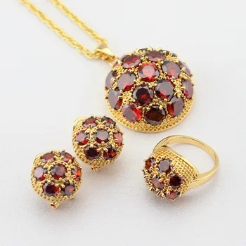 WPAITKYS Red Cubic Zircon Gold Color Jewelry Sets For Women Hoop Earrings Necklace Pendant Rings Free Gift Box
WPAITKYS Red Cubic Zircon Gold Color Jewelry Sets For Women Hoop Earrings Necklace Pendant Rings Free Gift Box