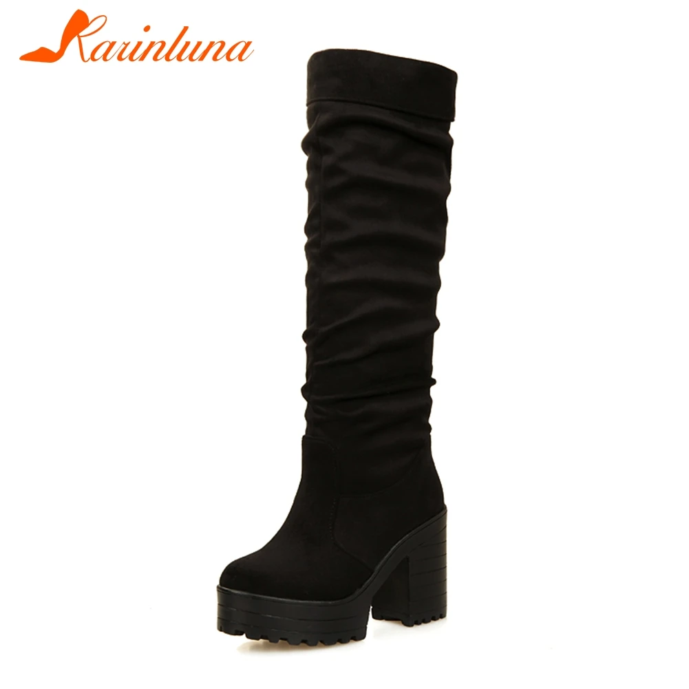 KARINLUNA Fashion Elegant Knee High Flock Platform Boots Women Autumn 2019 slip-on High Heels Shoes Woman Large Size 32-43
KARINLUNA Fashion Elegant Knee High Flock Platform Boots Women Autumn 2019 slip-on High Heels Shoes Woman Large Size 32-43