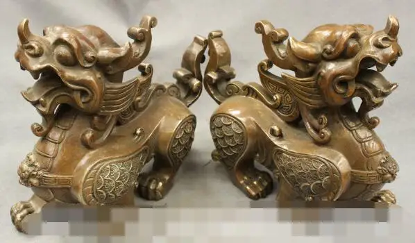 S01396 10" Chinese Bronze Copper Exorcise Evil Spirits PiXiu Unicorn Lion Statue Pair
S01396 10" Chinese Bronze Copper Exorcise Evil Spirits PiXiu Unicorn Lion Statue Pair