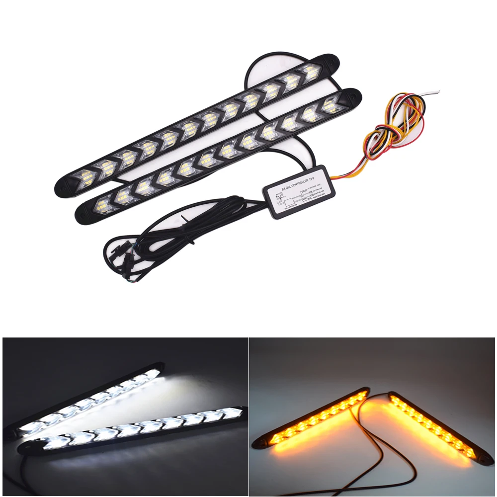1Set/2pcs Car Flexible DRL Turn Signal Waterproof Lights White/Amber LED Arrow Styling Knight Strip Light Flasher Flowing 12V DC
1Set/2pcs Car Flexible DRL Turn Signal Waterproof Lights White/Amber LED Arrow Styling Knight Strip Light Flasher Flowing 12V DC