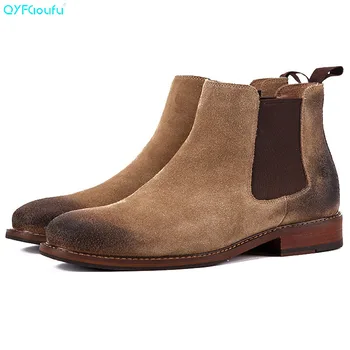 QYFCIOUFU New Handmade Mens Short Ankle Boots Suede Chelsea Boots Slip On Genuine Leather Charming Man Dress Slim Denim Boots
QYFCIOUFU New Handmade Mens Short Ankle Boots Suede Chelsea Boots Slip On Genuine Leather Charming Man Dress Slim Denim Boots