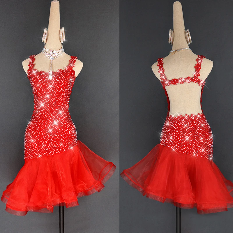 2019 Latin Dance Dress Women Red Dance Dress Full Rhinestone Singer Dancer Professional Competitive Latin Dress VDB110
2019 Latin Dance Dress Women Red Dance Dress Full Rhinestone Singer Dancer Professional Competitive Latin Dress VDB110