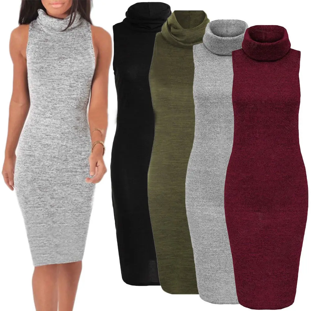 Elegant Sleeveless Women Casual Turtle Neck Dress Women Evening Party Bodycon Dress Girls Ladies Spring Short Pencil Vestidos
Elegant Sleeveless Women Casual Turtle Neck Dress Women Evening Party Bodycon Dress Girls Ladies Spring Short Pencil Vestidos