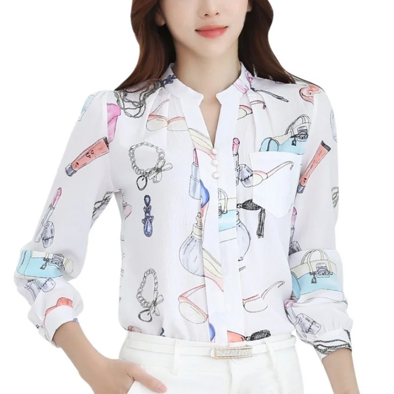 Summer V-Neck Chiffon Women Blouses and tops Slim Blouse Office lady Turn-down Collar Full Sleeve Work Wear Shirts Tops Blusas
Summer V-Neck Chiffon Women Blouses and tops Slim Blouse Office lady Turn-down Collar Full Sleeve Work Wear Shirts Tops Blusas