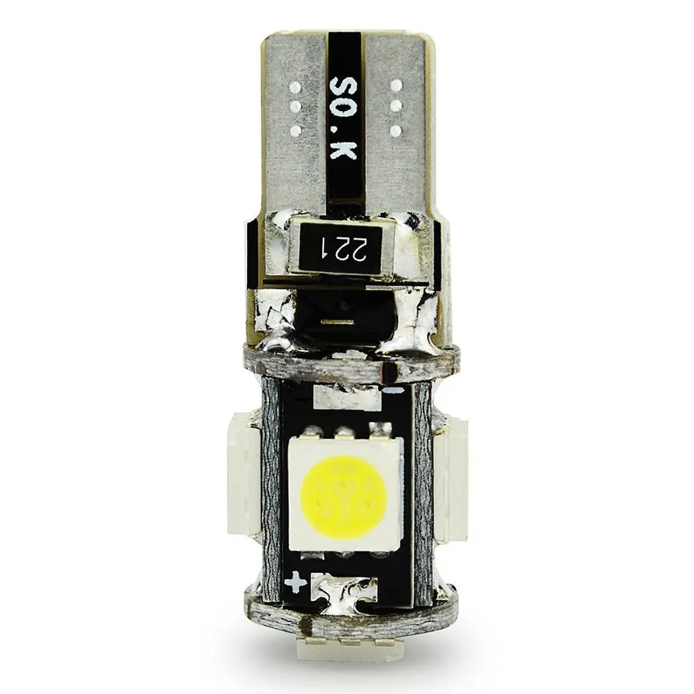 

10x Canbus White T10 5 SMD 5050 LED Bulb 194 168 W5W 5SMD Error Free Reading License Plate Led Lamp Lights Wedge Door Tail Light