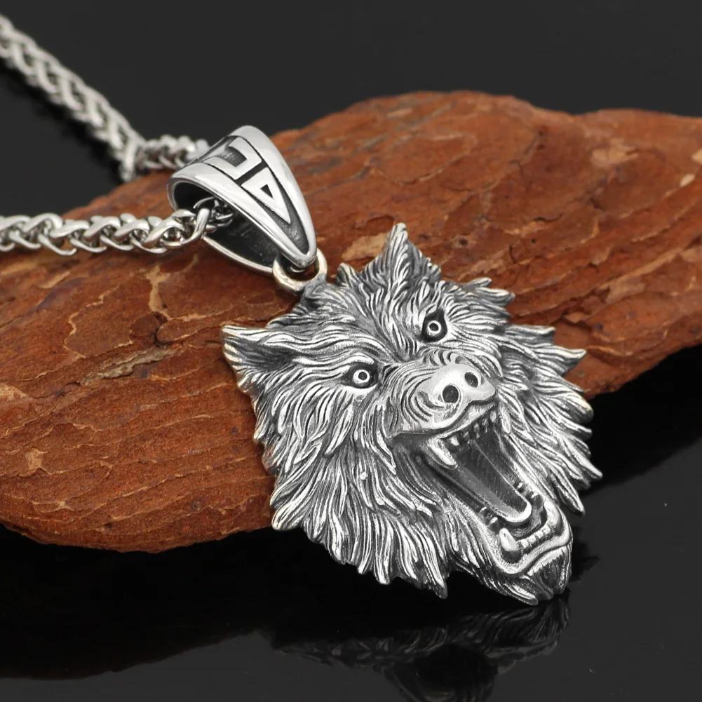Nordic viking Odin wolf with wolf head Geri and Freki necklace Stainless steel for men with valknut gift bag
Nordic viking Odin wolf with wolf head Geri and Freki necklace Stainless steel for men with valknut gift bag