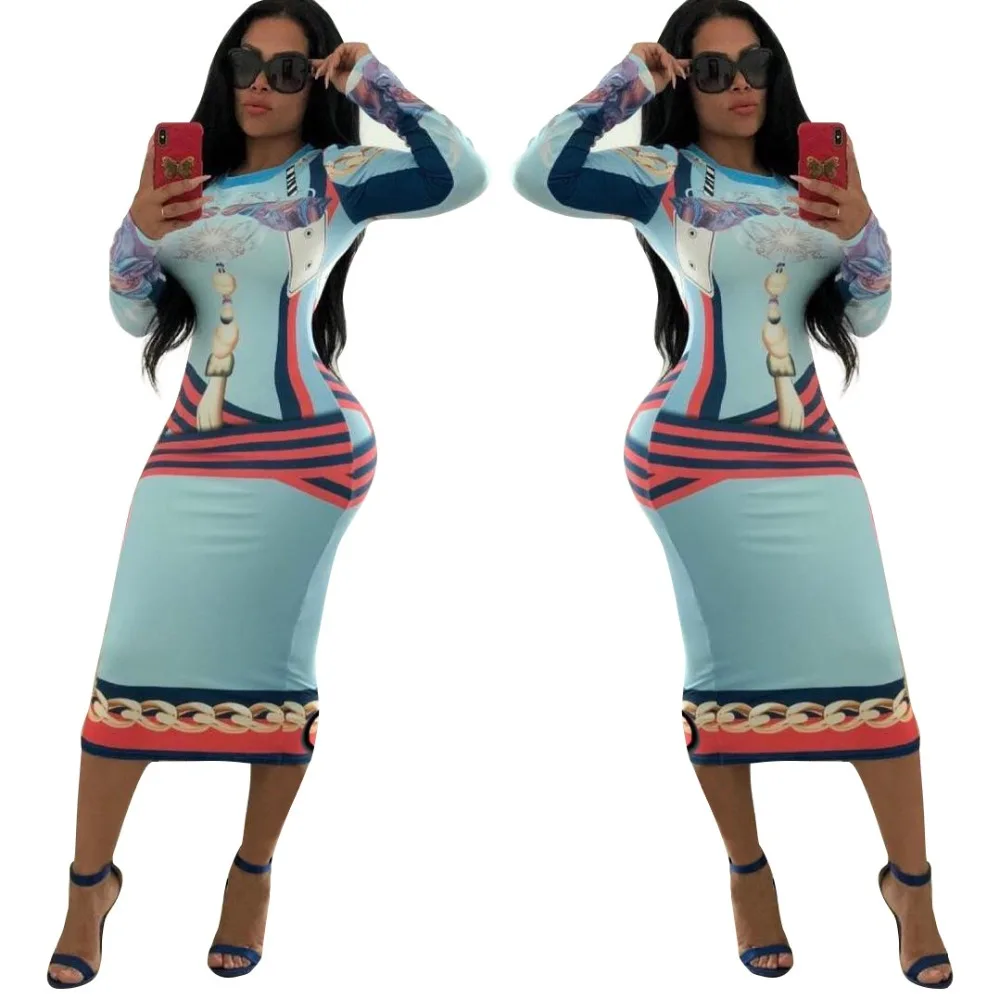 2018 New Streetwear Sexy Women Dresses Printed Long Sleeve Sheath Dresse For Women Clubwear
2018 New Streetwear Sexy Women Dresses Printed Long Sleeve Sheath Dresse For Women Clubwear