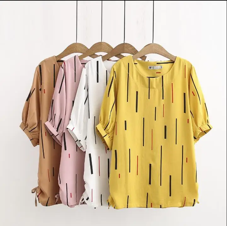 HXYZ Summer plus size women tops and blusa 2019 yellow white striped bow short sleeve casual T-shirts 4XL-6XL loose shirts femm
HXYZ Summer plus size women tops and blusa 2019 yellow white striped bow short sleeve casual T-shirts 4XL-6XL loose shirts femm