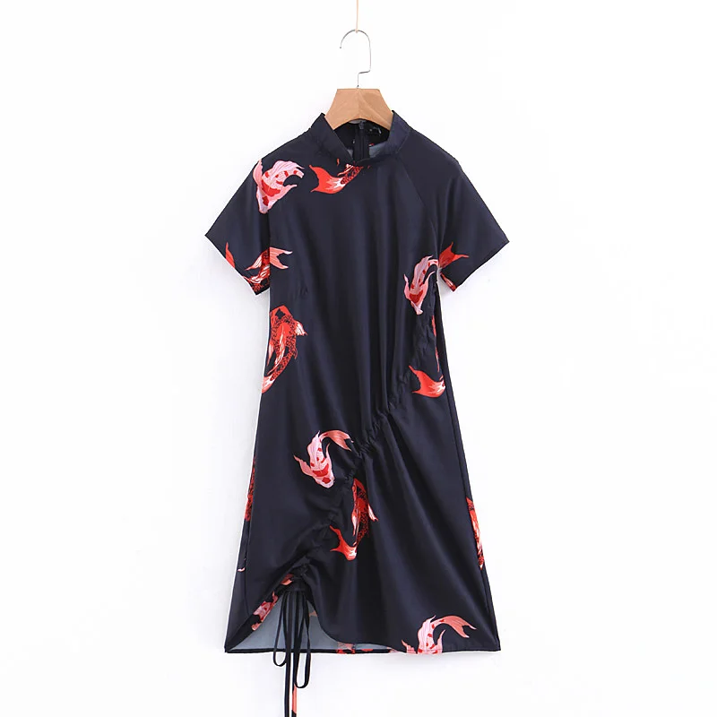 ZXQJ Chinese Style Retro Red Fish Print Modified Trumpet Dress Elegant Women-s Mini Dresses Stand Ladies Vestidos
ZXQJ Chinese Style Retro Red Fish Print Modified Trumpet Dress Elegant Women-s Mini Dresses Stand Ladies Vestidos