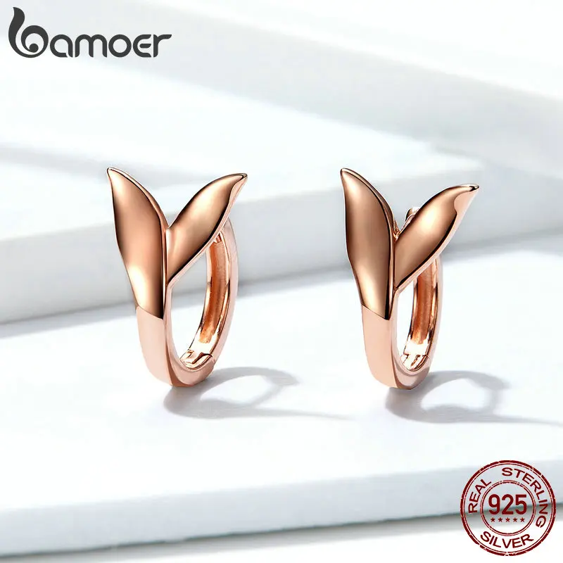 BAMOER Earrings Silver 925 Women Rose Gold Plated Dolphin Tail Small Hoops Earing Sterling Silver Party Jewelry GAE078
BAMOER Earrings Silver 925 Women Rose Gold Plated Dolphin Tail Small Hoops Earing Sterling Silver Party Jewelry GAE078