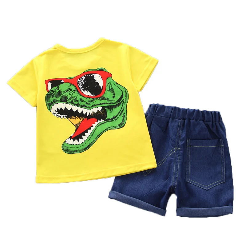 Summer Kids Boys Short Sleeve Cartoon Dinosaur Print Tops Blouse T-shirt+Denim Shorts Children Casual Outfits Sets
Summer Kids Boys Short Sleeve Cartoon Dinosaur Print Tops Blouse T-shirt+Denim Shorts Children Casual Outfits Sets