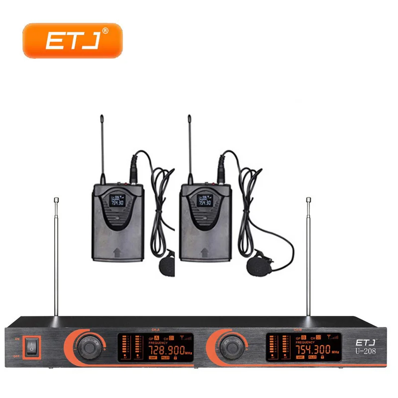 Professional Wireless Microphone 2 Handheld Transmitter Beltpack VHF Wireless Microfone U-208
Professional Wireless Microphone 2 Handheld Transmitter Beltpack VHF Wireless Microfone U-208