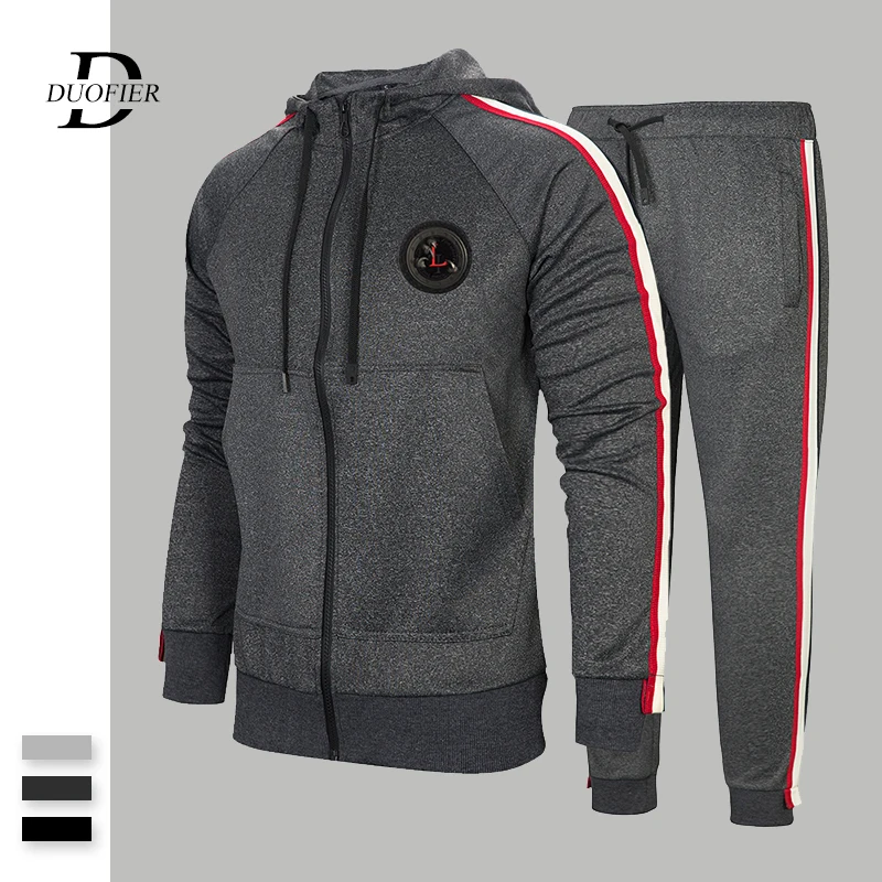 Autumn Men Sets Casual Solid Stripe Hooded Sweatshirt Tracksuit Male Loose Zipper Jackets+Pants Sets Men's Sportswear Sweatsuit
Autumn Men Sets Casual Solid Stripe Hooded Sweatshirt Tracksuit Male Loose Zipper Jackets+Pants Sets Men's Sportswear Sweatsuit