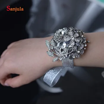 Stunning Beaded Wrist Corsage Dark Grey Metal Flowers Charming Bride Wrist Accessories Bridesmaid Bracelet pulsera flor boda WS1
Stunning Beaded Wrist Corsage Dark Grey Metal Flowers Charming Bride Wrist Accessories Bridesmaid Bracelet pulsera flor boda WS1