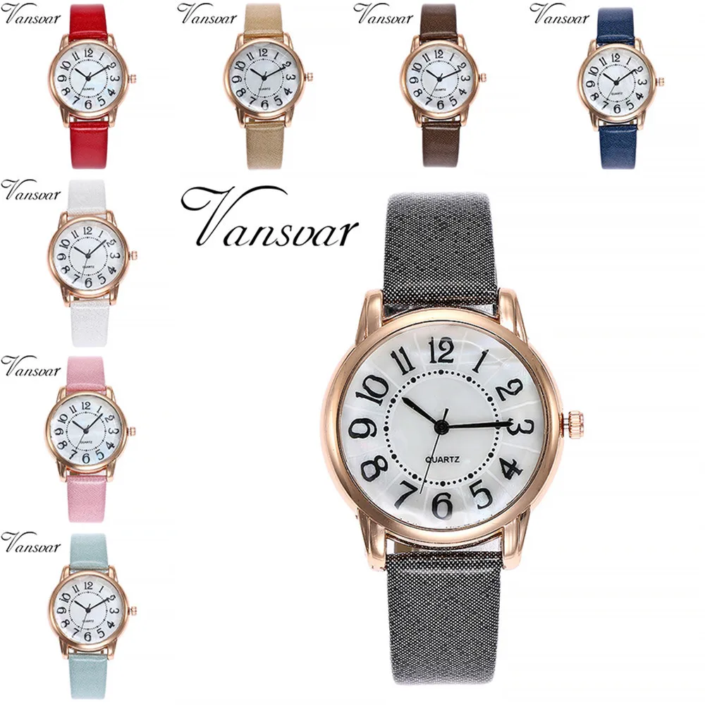 Vansvar Women Quartz Wrist Watch Features Arabic numerals dial leather band alloy Analog watches Casual relogio feminino new B40
Vansvar Women Quartz Wrist Watch Features Arabic numerals dial leather band alloy Analog watches Casual relogio feminino new B40