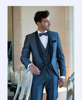 Mens Blue Shawl Lapel Slim Fit 3 Piece Suit Groom Tuxedos Wedding Men Suit One Button Casual Formal Prom Business Blazer
Mens Blue Shawl Lapel Slim Fit 3 Piece Suit Groom Tuxedos Wedding Men Suit One Button Casual Formal Prom Business Blazer