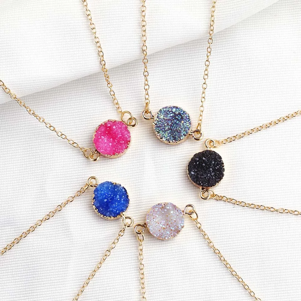 New Design Resin Stone Druzy Necklaces 5 Colors Pendant Necklace For Elegant Women Girls Fashion Jewelry
New Design Resin Stone Druzy Necklaces 5 Colors Pendant Necklace For Elegant Women Girls Fashion Jewelry