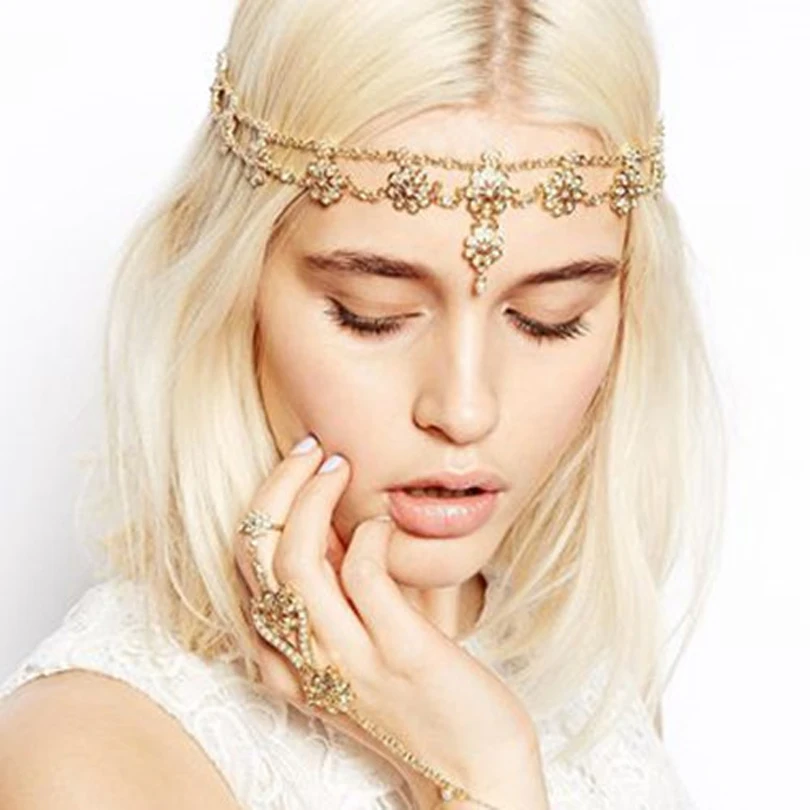 Винтажная цепочка на голову индийские украшения для волос женщин Bijoux De Tete