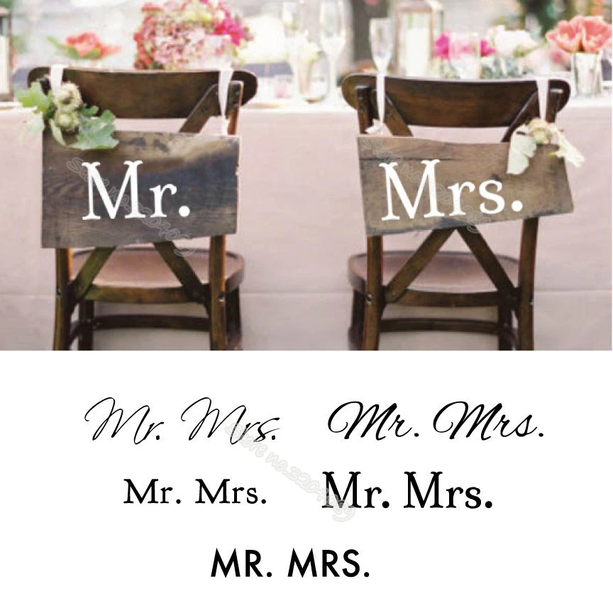 Наклейка с надписью Mr. Mrs. на свадьбу стулья стол для невесты жениха подвесные