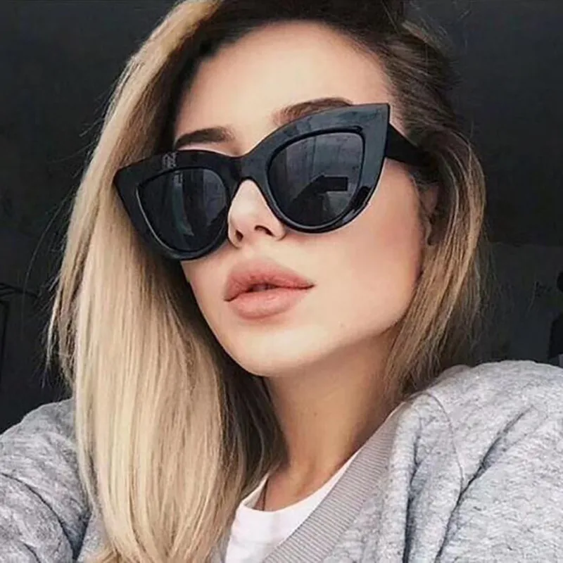 

Rose Gold Cat Eye Sunglasses For Women Pink Mirror Shades Female Sun Glasses Black White Coating Cateye Aviation Oculos 2018