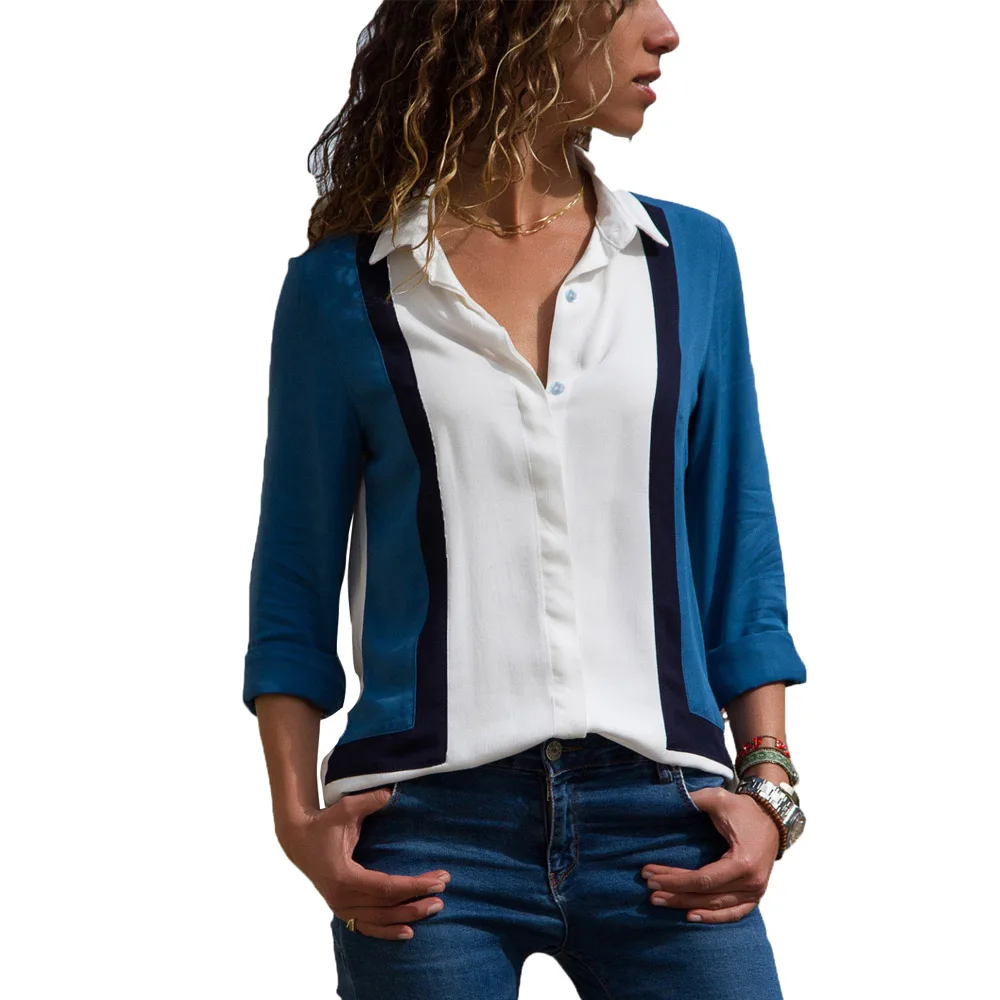 White-Blue-Color-Block-Long-Sleeve-Button-Down-Shirt-LC251153-1-1