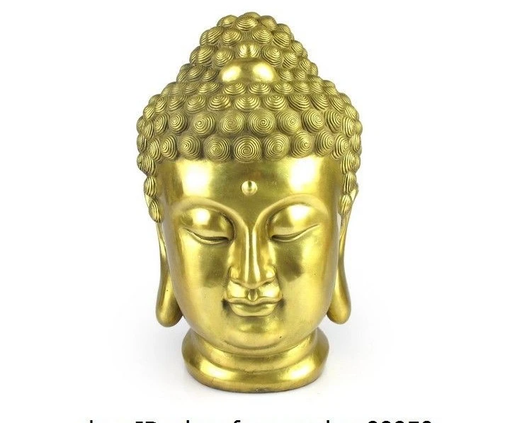 10 Tibet Buddhism Brass Copper Tathagata Sakyamuni Amitabha Buddha Head Statue | Дом и сад