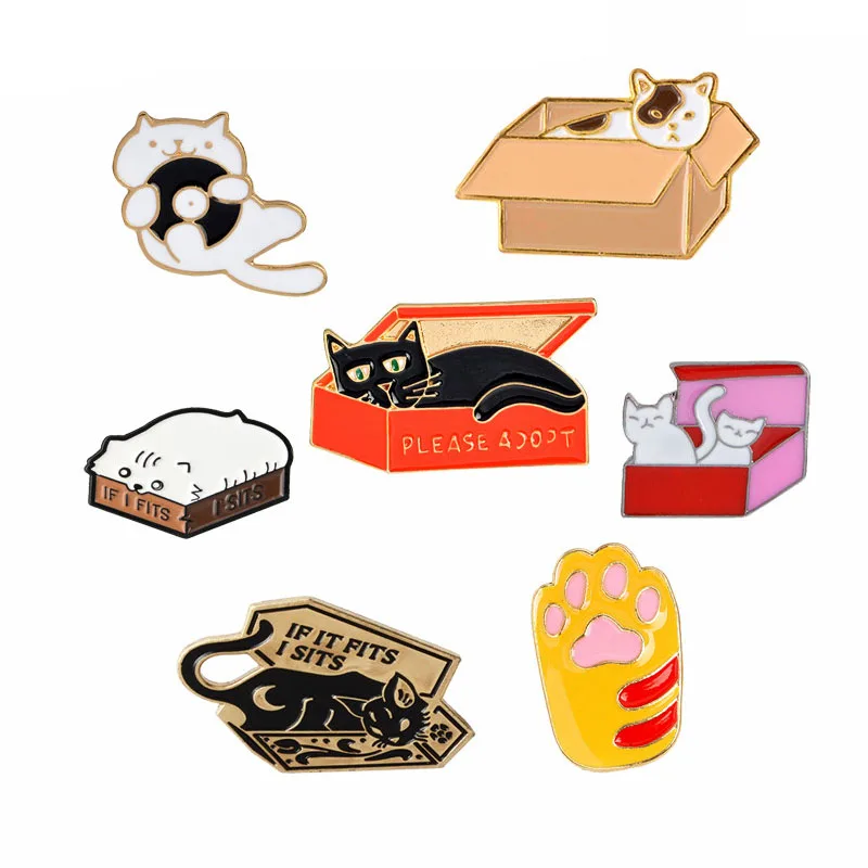 Cat Pins Collection Paw Cat Print Cat In A Box Brooches Cat Lapel Pin Kitty Badges Women Girl Animal Lover Jewelry
Cat Pins Collection Paw Cat Print Cat In A Box Brooches Cat Lapel Pin Kitty Badges Women Girl Animal Lover Jewelry
