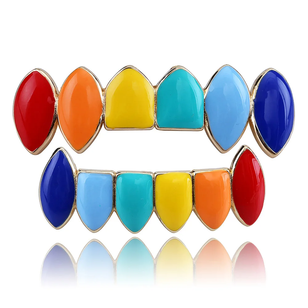 Hip Hop jewelry Rainbow Gold Silver Teeth Grillz Top & Bottom Dental Mouth Cosplay Party Tooth Punk Body Grills
Hip Hop jewelry Rainbow Gold Silver Teeth Grillz Top & Bottom Dental Mouth Cosplay Party Tooth Punk Body Grills