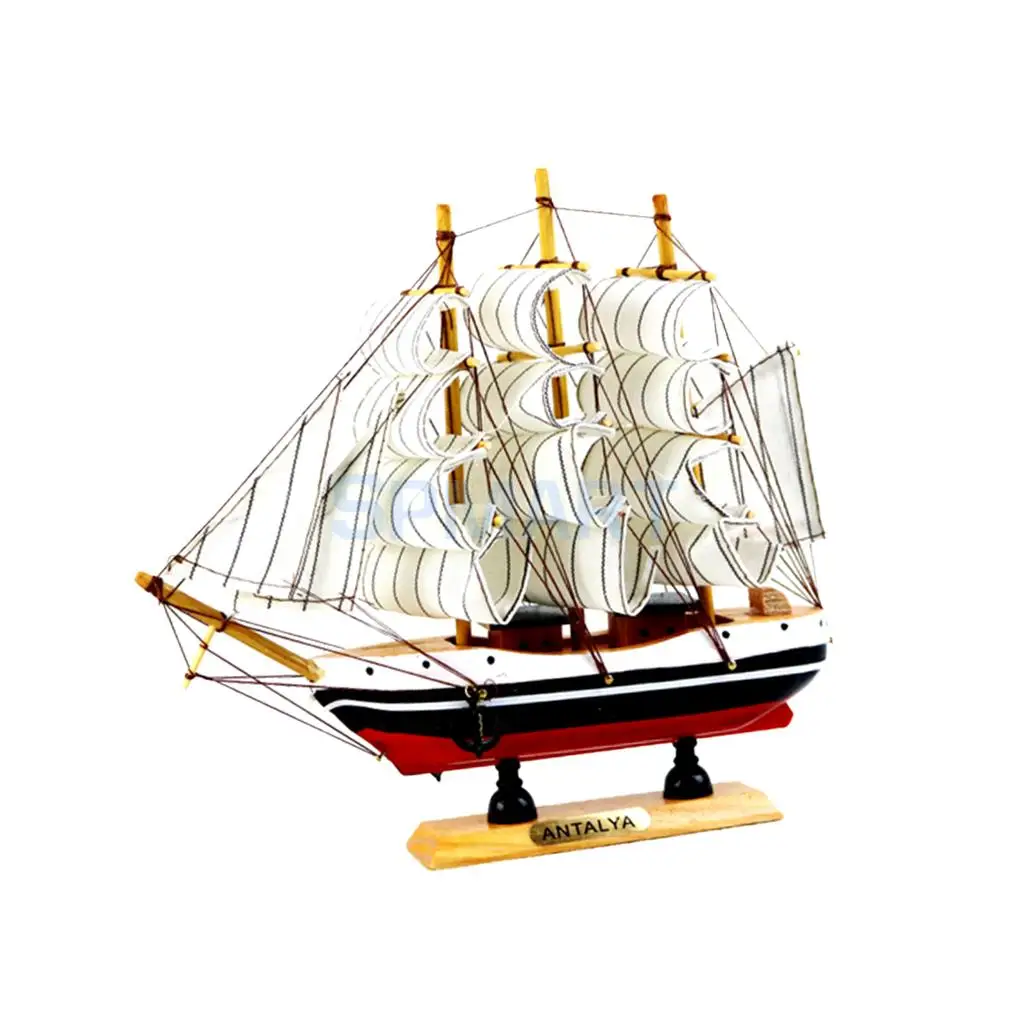 MagiDeal 9.5 Inches Handcrafted Home Decorative Nautical Wooden Pirate Ship Sailboat Boat Model for Kids Children Cool Xmas Gift