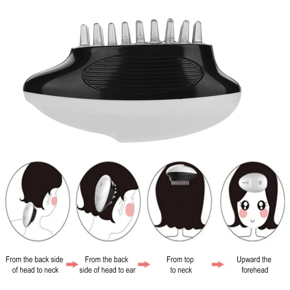 

white and black 8000rpm ABS plastic Micro Vibration Head Electric Massage Comb Prevent Static Electricity Electric Head Massager