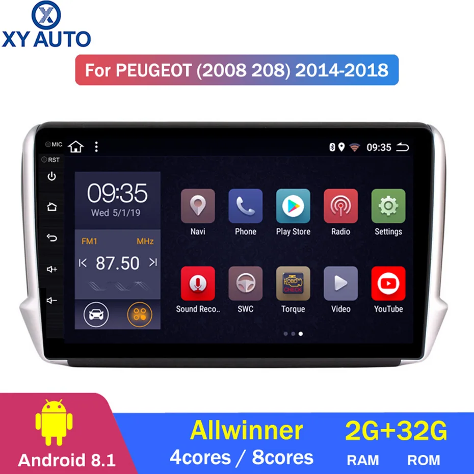 10.1 inch 2.5D IPS HD multi-touch screen Android8.1 2G RAM 32G ROM NAVI For Peugeot 2008/208 2014-2018 with BT USB WIFI SWC
10.1 inch 2.5D IPS HD multi-touch screen Android8.1 2G RAM 32G ROM NAVI For Peugeot 2008/208 2014-2018 with BT USB WIFI SWC