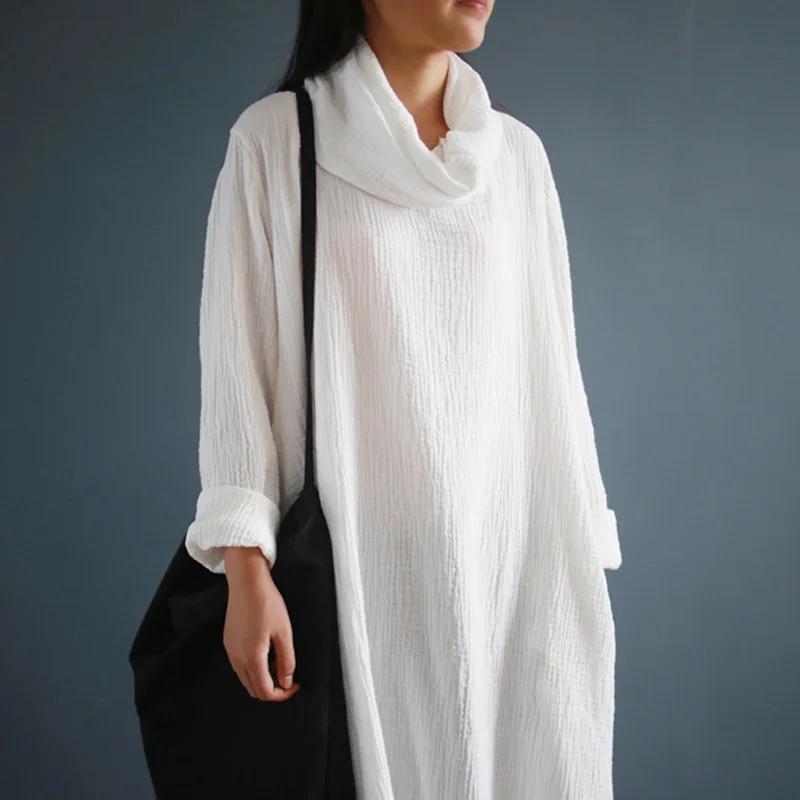 SCUWLINEN 2019 Spring Autumn Women Dress Cotton Detachable Turtleneck Long-sleeve All-match Loose Basic Long Cotton Dresses W03
SCUWLINEN 2019 Spring Autumn Women Dress Cotton Detachable Turtleneck Long-sleeve All-match Loose Basic Long Cotton Dresses W03