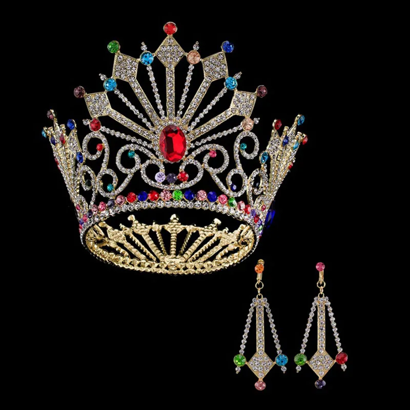 Женские украшения для волос большие круглые короны в стиле барокко королевские