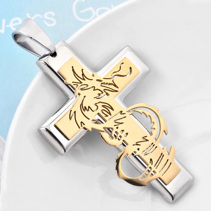Men big 316L stainless steel Dragon cross pendants necklaces high quality Titanium steel statement jewelry wholesale 10 pcs/lot
Men big 316L stainless steel Dragon cross pendants necklaces high quality Titanium steel statement jewelry wholesale 10 pcs/lot