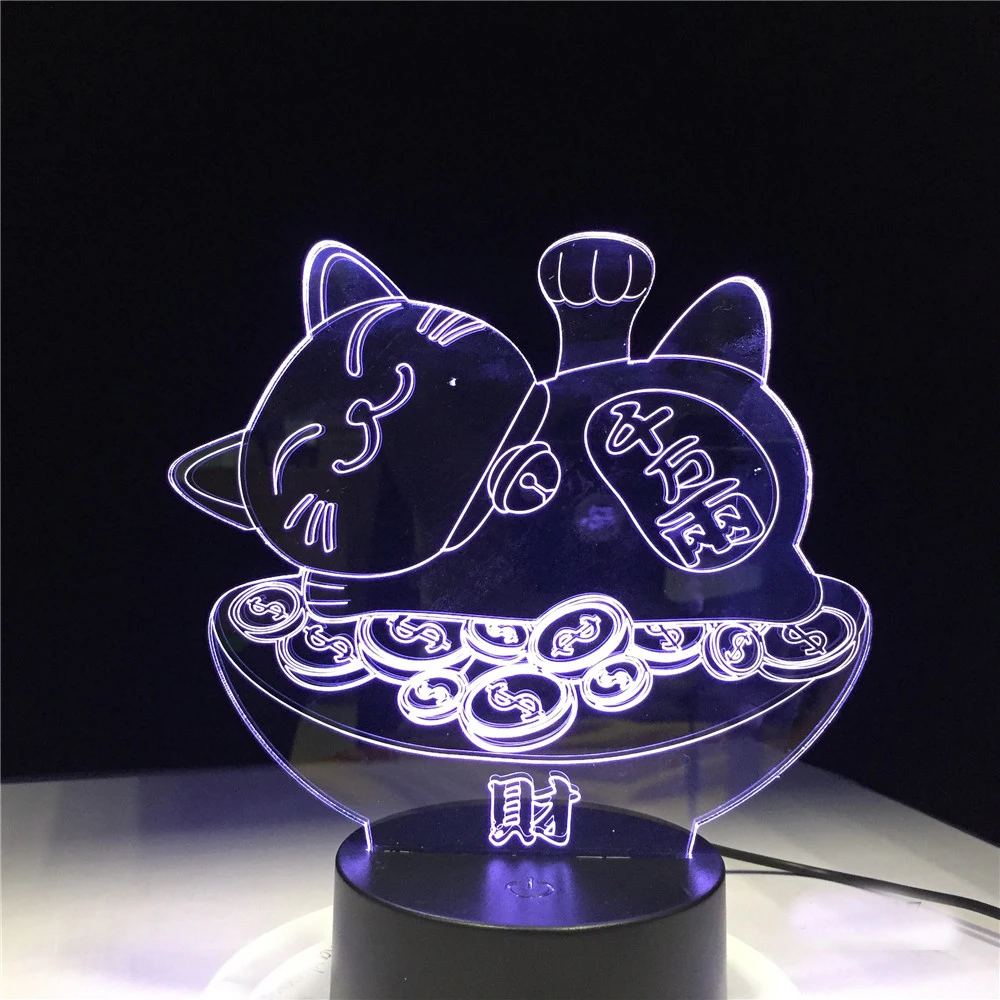 Led Night Light Lucky Cat Maneki Neko Figure 3d Lamp Home Decoration Light Child Holiday Gift for Kids Bedroom Novelty Lights
Led Night Light Lucky Cat Maneki Neko Figure 3d Lamp Home Decoration Light Child Holiday Gift for Kids Bedroom Novelty Lights