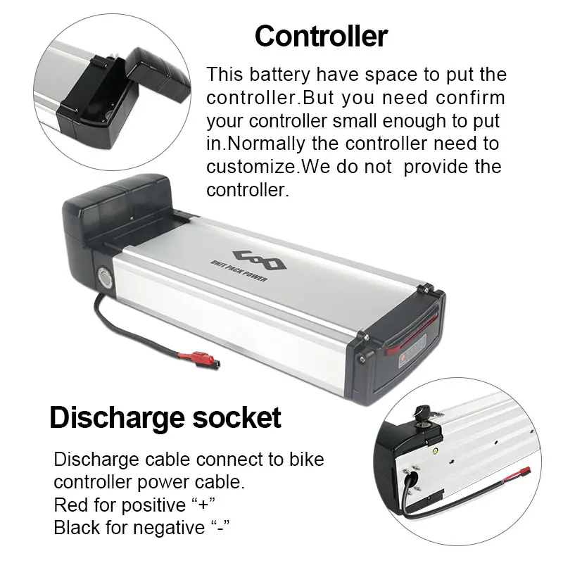 Excellent 36V 350W 500W E-Bike Motor Li ion Battery Pack 36V 10Ah Electric Bike Battery With Rear Rack 4