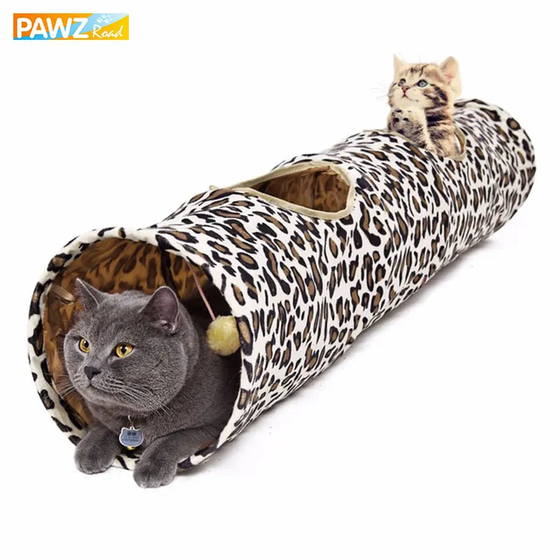 

Cat Play Tunnel 128cm Luxury DIA 30CM Funny Suede Material Cat Long Tunnel Big Cat Toy Pompon Ball Collapsible Bulk Pet Supplies