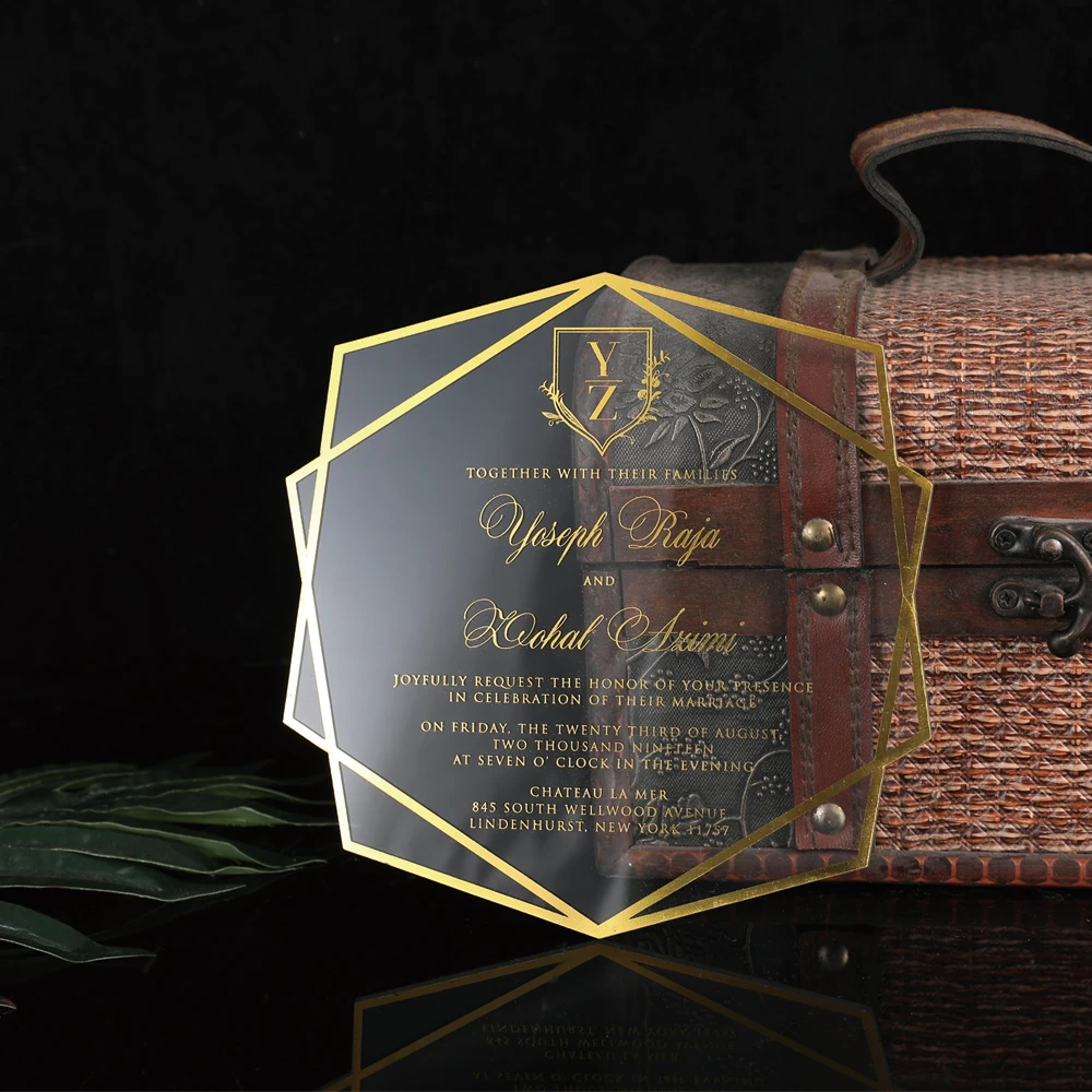 30 Sets Personalized foiled Acrylic Wedding Invitation Cards For Wedding invitations with foiled boxes
30 Sets Personalized foiled Acrylic Wedding Invitation Cards For Wedding invitations with foiled boxes