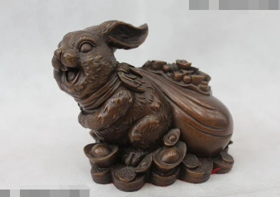 free 4"Chinese Folk Fengshui Bronze Zodiac Year Money drawing rabbit Statue fast
free 4"Chinese Folk Fengshui Bronze Zodiac Year Money drawing rabbit Statue fast