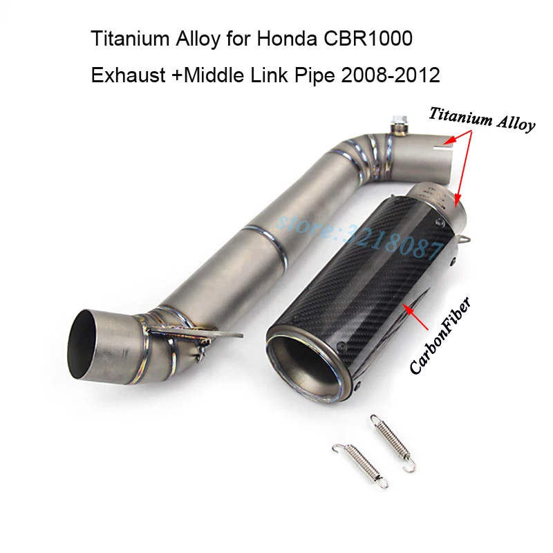 Фото Motorcycle Exhaust Full System Titanium Alloy with Sticker Middle Link Pipe Carbon Fiber Muffler For HONDA CBR1000RR 2008-2012 | Автомобили