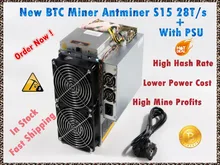 Usado bitmain btc bch SHA-256 mineiro antminer s15 28 t com psu bitcoin mineiro melhor do que s9 s9i s9j t9 + whatsminer m3 m10 m10s(China)