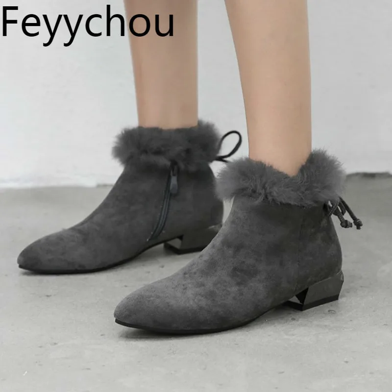 Women Boots Autumn Winter Warm Med Heel Flock Pointed Toe Zip Fur Ankle Chelsea Shoes 2018 New Sexy Fashion Casual Size 34-48
Women Boots Autumn Winter Warm Med Heel Flock Pointed Toe Zip Fur Ankle Chelsea Shoes 2018 New Sexy Fashion Casual Size 34-48