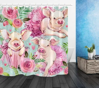 LB Piggy Wearing a Skirt with Flower & Heart Shower Curtain Fairy Kids Bathroom Waterproof Polyester Fabric For Bathtub Decor
LB Piggy Wearing a Skirt with Flower & Heart Shower Curtain Fairy Kids Bathroom Waterproof Polyester Fabric For Bathtub Decor