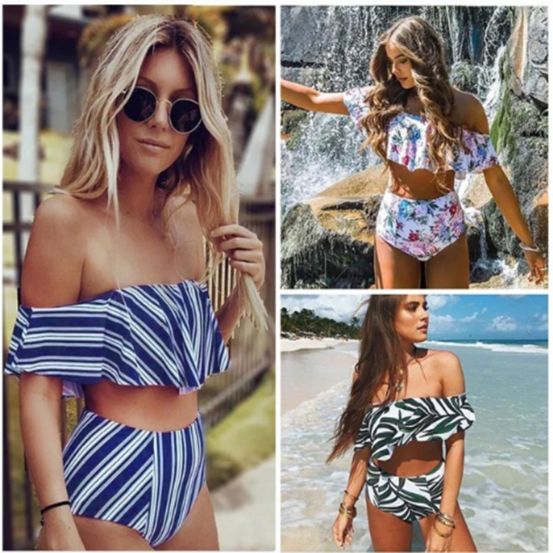 2018 Sexy Bikini Set High Waist Swimwear Women's Stripes Biquini Ruffled Swimsuit Swimwear Retro Broken Flower Print
2018 Sexy Bikini Set High Waist Swimwear Women's Stripes Biquini Ruffled Swimsuit Swimwear Retro Broken Flower Print