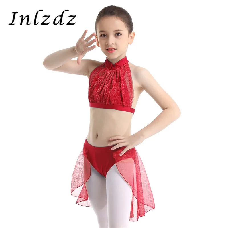 Shiny Metallic Childrens Cropped Vest Top Girls Gymnastic Dance Show Fancy Dress